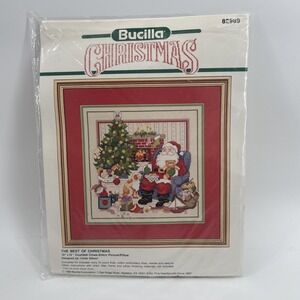 Bucilla Best of Christmas Kit 82989‎ Santa Cross Stitch Picture or Pillow 1992